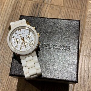 Michael Kors White ceramic with gold accent watch